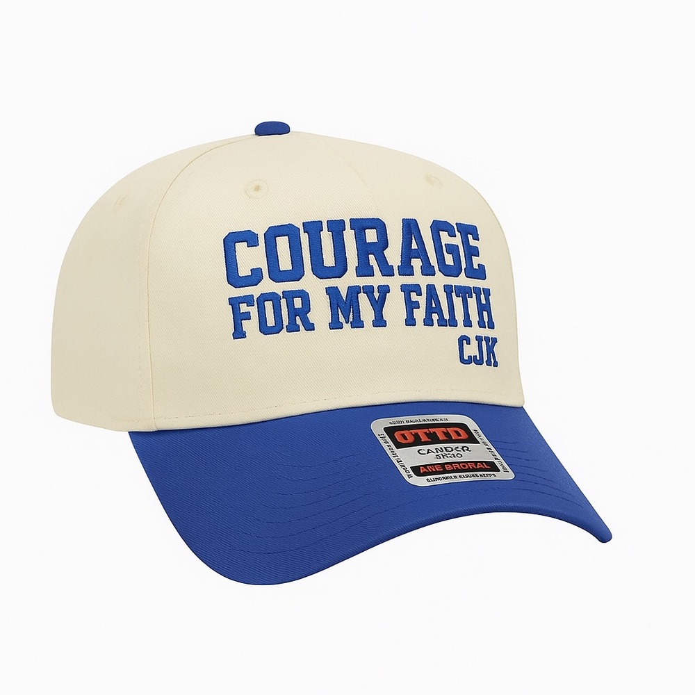 Courage For My Faith Hat Blue /Natural Otto 31-069 SnapBack Charlie Kirk CJK